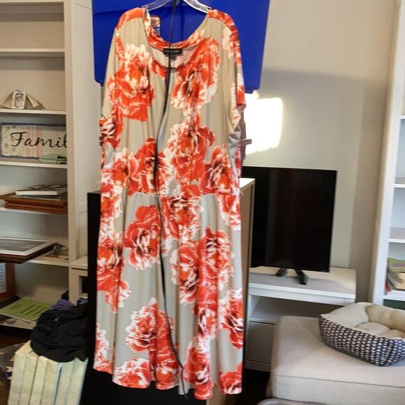 Perceptions Orange & Cream Midi Dress Size 22! - Picture 2 of 7